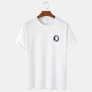 T-shirt formel pour homme en 100 % coton, coupe décontractée à épaules tombantes, col en V, motif tricoté contrastant, qualité supérieure, grandes tailles, OEM - Product Image 1