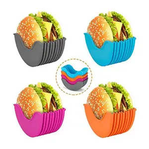 新しい食品グレードの格納式サンドイッチバーガーホルダークリップシリコンハンバーガークリップ