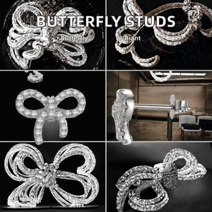 Pendientes de Plata de Ley 925 con Moissanita para Mujer, Corte Redondo, Diseño de Mariposa, Chapados en Rodio, Joyería Fina Elegante, Regalo de Boda - Product Image 3