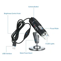 Mikroskop Digital USB Perbesaran 1600X, Kamera 8 LED dengan Penyangga, Pembesar Inspeksi Genggam Portabel