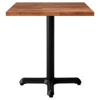 Table de restaurant en bois de rue haute qualité pied croisé en acier noir 80x80