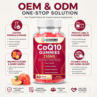 Gummies CoQ10 Marque Blanche 250mg Saveur Pêche 60 Unités Complément Alimentaire OEM ODM Formule Personnalisée Fabrication sous Contrat