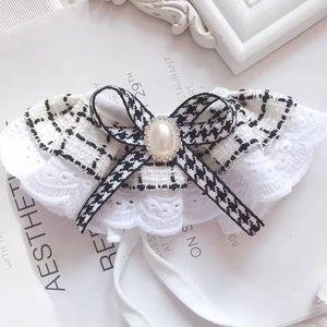 Fashion Polyester Pet Accessories Floral <b>Dog</b> Lace <b>Bandana</b> Scarf with Sweet Cat Pearl Bowknot - Product Image 5