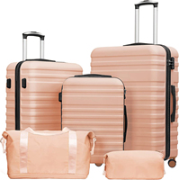 Ensembles de bagages légers avec fermeture éclair, ensembles de valises 5 pièces, sac de voyage, trousse de toilette, sacs de voyage