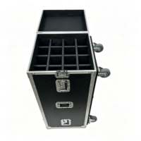 OEM Flight case pour 16 supports de microphone, pouvant être transporté debout ou à plat, avec 16 emplacements, 4 roues et 4 pieds en caoutchouc