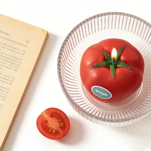 Bougie parfumée hyper-réaliste en forme <span class=keywords><strong>de</strong></span> tomate, faite à la main en <span class=keywords><strong>cire</strong></span> <span class=keywords><strong>de</strong></span> <span class=keywords><strong>soja</strong></span>, bougie fruitée originale pour la décoration <span class=keywords><strong>de</strong></span> la maison, cadeau d'anniversaire, décoration <span class=keywords><strong>de</strong></span> fête - Product Image 2