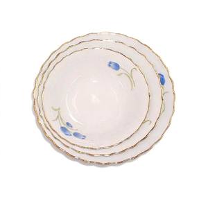 Vajillas Clásicas Ecológicas HARVIT Económicas, <span class=keywords><strong>Tazones</strong></span> de Porcelana/Cerámica con Borde Dorado para Ensalada y Sopa, para Fiestas - Product Image 1
