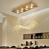 Lustre en cristal créatif rectangulaire moderne pour lampe à suspension de comptoir de restaurant et de bar avec hauteur réglable