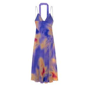 Vestido Maxi de Verano para Mujer, Casual, Cuello en V, Tirantes Finos, Diseño sin Espalda, Cintura Natural, Transpirable, Decorado con Bufanda - Product Image 4