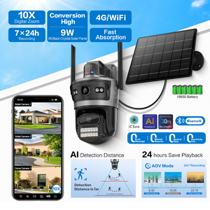 24*7 Working 4MP Dual Lens Three Screen AOV Low <strong>Power</strong> Rechargeable <strong>Battery</strong> Solar Camera ICsee Outdoor Wireless WIFI PTZ 4G <strong>CCTV</strong> - Product Image 2