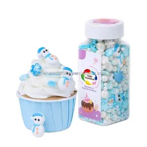 Fashion Bottled Blue Snowman Royal Icing Christmas Sprinkles Mixes Biscuit Cake Decoration Edible Cake Topper