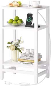 Tall Nightstand with Fast Charging Station, Small <strong>Bedside</strong> <strong>Tables</strong> for Small Space, <strong>Skinny</strong> Side <strong>Table</strong> - Product Image 4