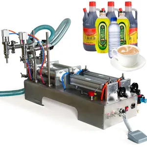 Hot Sale 2 Nozzles Pneumatic 10-100Ml Fluid Filler Water Filling Machine Horizontal Beverage Dispenser Water Filling Machine