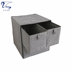 Fabric Storage Drawer Organizer Sets Folding Linen Fabric Storage Box Clever Cube <strong>Insert</strong> 4pcs Per Set W/2 Tier and 3 Drawers - Product Image 3