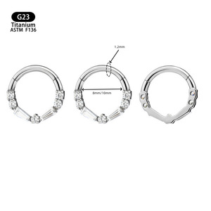 <b>Titanium</b> Nose <b>Ring</b> 8mm 10mm Zircon Inlaid Geometric Design For Everyday Wear - Product Image 1