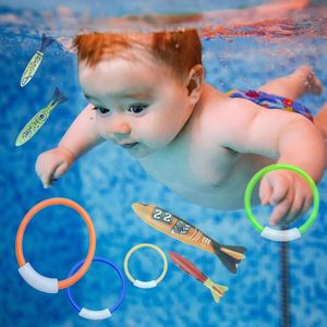 Anneaux de plongée pour enfants 4 pièces jouets colorés pour évier de <span class=keywords><strong>piscine</strong></span> pour l'entraînement de natation sous-marine et les jeux d'été amusants dans les piscines d'arrière-cour - Product Image 4