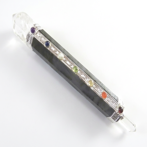 Varitas de Ágata para Sanación de Chakras con Calavera de Cuarzo Cristalino, Piedra Preciosa Hecha a Mano Estilo Tibetano para Meditación y Sanación Reiki - Product Image 1