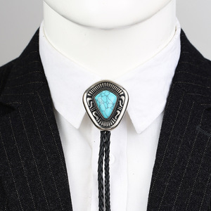 Bolos d'affaires originaux européens et américains avec nœud papillon et cravates une pièce triangulaire turquoise naturelle pour hommes en gros - Product Image 1