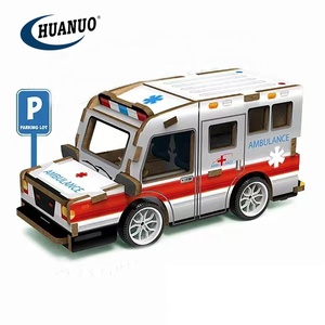 Modèle de puzzle 3D en bois pour enfants, camion de pompiers, ambulance, puzzle DIY pour enfants - Product Image 1