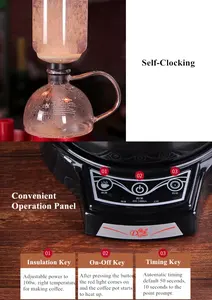 <span class=keywords><strong>Diguo</strong></span> Máy Pha Cà Phê Siphon Thủy Tinh 2 Trong 1 Máy Pha Cà Phê Siphon Điện Tự Động Một Nửa Sử Dụng Cho Gia Đình - Product Image 6