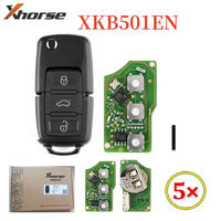 Llave Remota Universal para Auto Xhorse XKB501EN para VW B5 Tipo 3, 3 Botones, Material ABS+PCB Negro, Incluye Programador, 1 Año de Garantía