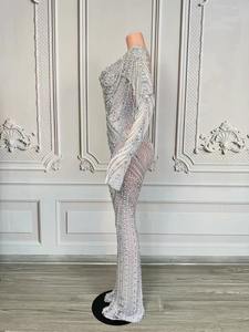 Industrie lourde élégante robe de soirée luxueuse tout diamant perle diamant chaîne fête <span class=keywords><strong>combinaison</strong></span> chanteur scène Performance - Product Image 5