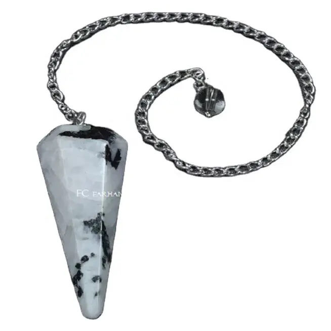 Regenboog Maansteen Crystal 6 Facet Slingers/Edelsteen Agaat Feng Shui Slingers/Chakra Reiki Healing Pendulum Sieraden