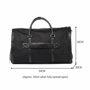 Nylon Leather Trim 2 in 1 Hanging Suit Bag Carry <strong>on</strong> Shoe Compartment Weekend Trip Bag Travel Convertible Garment Duffel Bag - Product Image 5