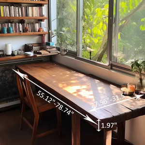 Tavolo da Pranzo/Caffè in Legno di Noce Naturale con Bordo Vivo, Moderno e di Alta Qualità per Casa, <span class=keywords><strong>Cucina</strong></span> e Ristorante - Product Image 1