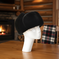 Gorro de Aviador con Orejeras de Piel de Visón Genuina para Hombre, Gorro de Piloto de Piel Auténtica, Gorro de Bombardero Ushanka, Protección Térmica para Soldados