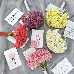 Queyiyi Fleurs Artificielles Bouquet de Gypsophile Blanc Rose Rouge Jaune Violet en Plastique pour Mariage et Décoration Intérieure - Product Image 1