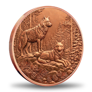 Bulk Order 1 oz 999 Fine <strong>Copper</strong> <strong>Coin</strong> High Relief Wildlife Wolf Theme UV Stamping Gift Collection Factory Price - Product Image 2