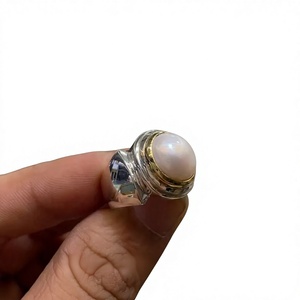 Handmade Sterling Silver White Aqeeq <b>Ring</b> | <b>Adjustable</b> Mens Jewelry - Product Image 1