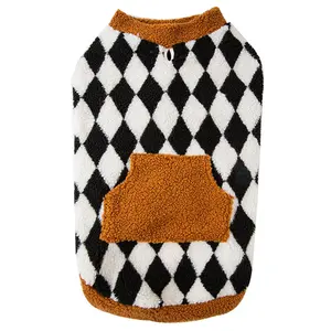 Automne chaud gilet damier poche cachemire manteau Golden Labrador grand chien vêtements pour animaux de compagnie