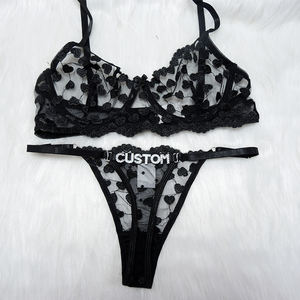 Ensemble de lingerie érotique pour la Saint-Valentin 2025, DIY, <span class=keywords><strong>femmes</strong></span> <span class=keywords><strong>matures</strong></span>, lettres en strass, string, chemise de nuit, pyjama, ensemble de soutien-gorge brodé en forme de cœur - Product Image 5