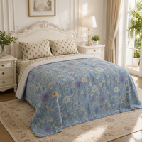 Couverture en mousseline de coton à imprimé floral numérique bleu clair pour lit Queen Size – Meilleur prix Chine – Vente chaude