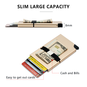 CASEKEY Custom Engravable Logo Aluminum Card Holder Case RFID Blocking Billetera Metalica Minimalist Smart <b>Wallet</b> for Men - Product Image 4