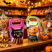 Boîte en papier personnalisée avec logo pour Halloween, prête à être expédiée, boîte d'emballage pour bonbons Trick or Treat avec poignée, boîte pliable portable