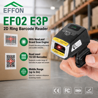Escáner de Código de Barras 1D/2D Portátil EF02-E3P, Lector de Anillo Manos Libres, Ultraligero (65g), Resistente al Agua IP65, Resistente a Caídas de 1.5M, para Logística y Clasificación