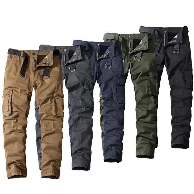 Großhandel Männer Outdoor Cargo Hose 100% Baumwolle Tactical Pants Wandern Jogger Classic Fit Multi Pockets