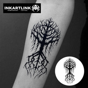 สติกเกอร์สักลาย INKARTLINK สำหรับติดผิวกาย ลายต้นไม้สีเข้ม สไตล์โกธิค กันน้ำ เป็นมิตรกับสิ่งแวดล้อม ติดทนนาน 15 วัน ขายส่ง - Product Image 2