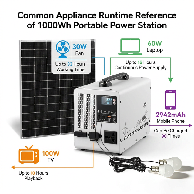 1000Wh LiFePO4 Solar Generator 300W 500W Portable Power Station Bidirectional Inverter UPS Function for Home Emergency Camping