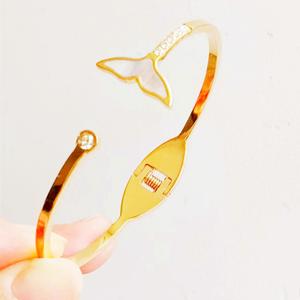 Gioielli alla Moda, <span class=keywords><strong>Bracciale</strong></span> a Coda di Sirena in Acciaio Inossidabile 316L Placcato <span class=keywords><strong>Oro</strong></span> 18K PVD, <span class=keywords><strong>Bracciale</strong></span> a Coda di Balena con <span class=keywords><strong>Madreperla</strong></span> per Donne - Product Image 5