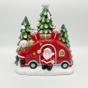 Casita Navideña <span class=keywords><strong>de</strong></span> Cerámica Hecha a Mano <span class=keywords><strong>de</strong></span> Alta Calidad con Luces LED y Árboles para Regalos, en Oferta - Product Image 4