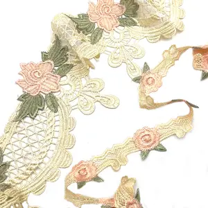 Fantezi çiçek dekoratif Polyester toplu dantel trim mevcut stok konfeksiyon aksesuarları için