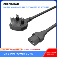 Câble d'alimentation CA standard BS1363, prise britannique 3 broches, connecteur IEC C13, câble d'alimentation pour ordinateur 0,5 m/0,8 m/1 m