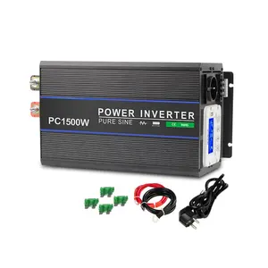Inversor de potência doméstico 1500w ups personalizado de fábrica, carregador de bateria 12v220v 20A 30A e interruptor de transferência embutido