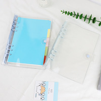 Carpeta A5/A6 Nueva Transparente de PVC, Recargable, con Anillas, para Hojas Sueltas, Color Macaron, 6 Anillas Redondas, Carpeta de Archivo para Presupuesto