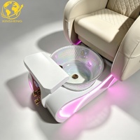 Fauteuil de pédicure haut de gamme style cabine spatiale avec massage corporel complet, base LED et bassin à pieds transparent pour salons de manucure de luxe