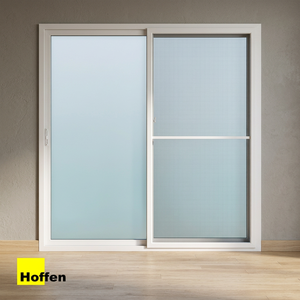 ประตูบานเลื่อนคู่ HOFFEN PRO PVC ขนาด 200x205 ซม. สีขาว พร้อมมุ้งไฟเบอร์กลาส กันลม ดีไซน์ทันสมัย สำหรับห้องครัว ภายนอกบ้าน ห้องใต้ดิน - Product Image 3